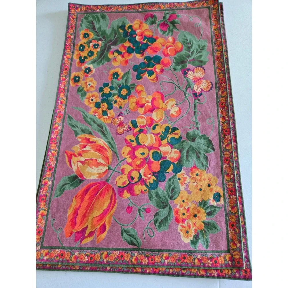 Set of 4 Floral Fruit Butterfly Placemats Botanical French Provincial  Country